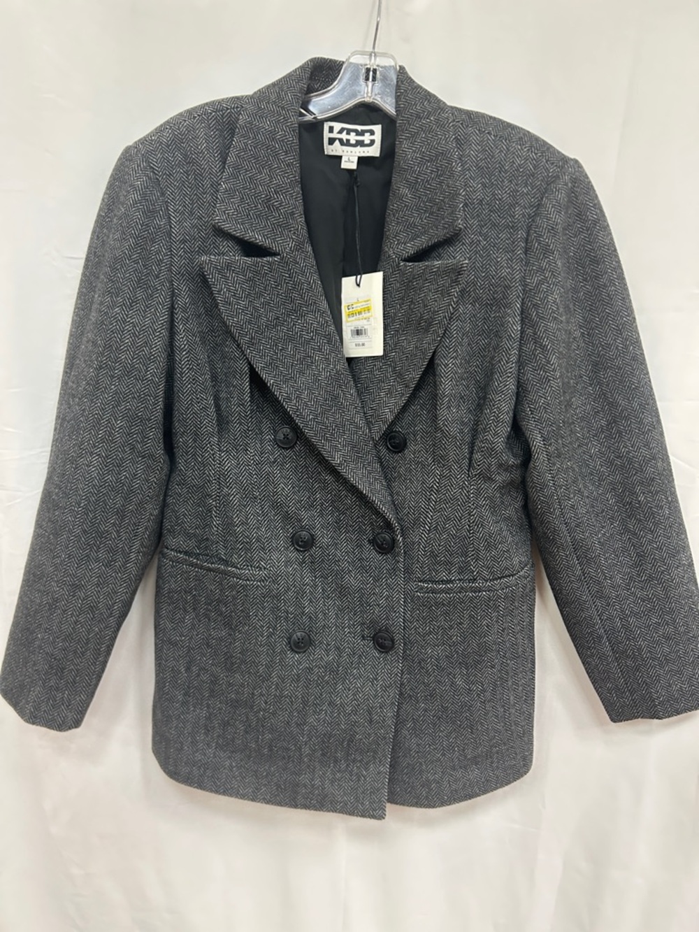 Kasper Double-Breasted Herringbone Blazer - Gray